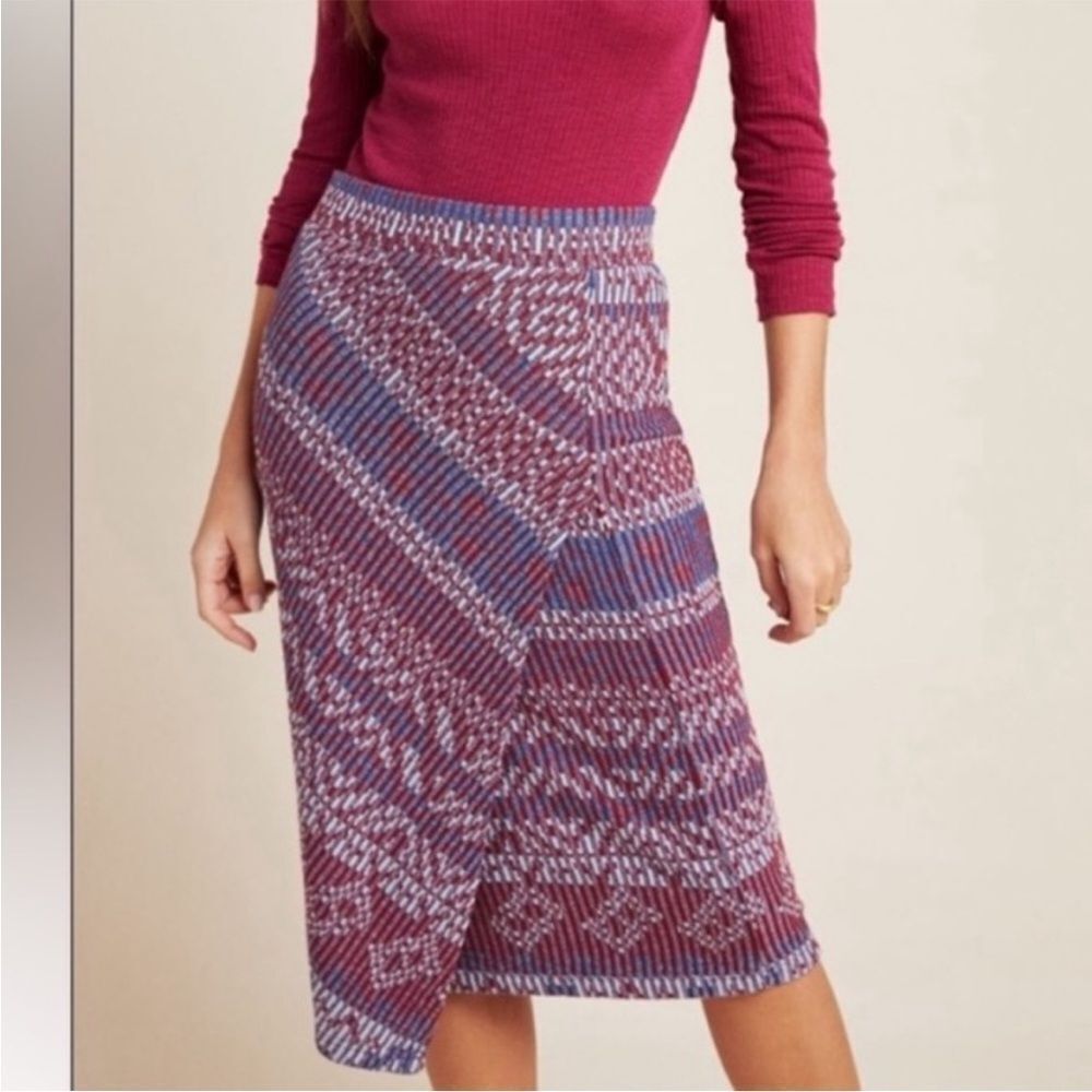 Maeve Anthropologie Skirt Carolina Wrap Pencil Lined Boho Stretch Multicolor SM